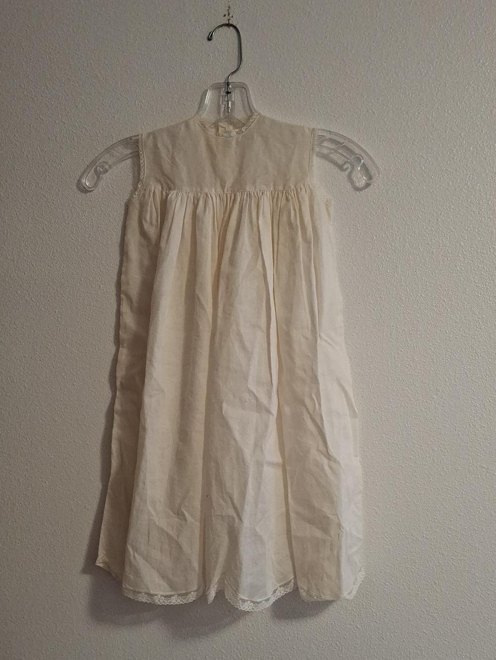Vintage Antique Victorian Christening Gown Ivory Sleeveless Cotton Made In Italy